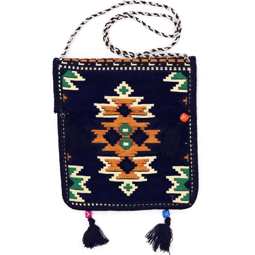 Dark navy kilim - kilim, messenger