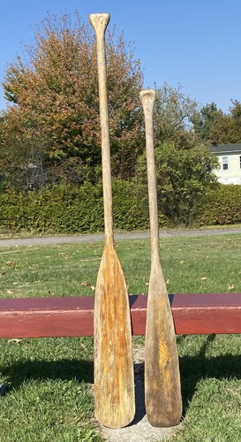 Weathered old wooden paddles - old,