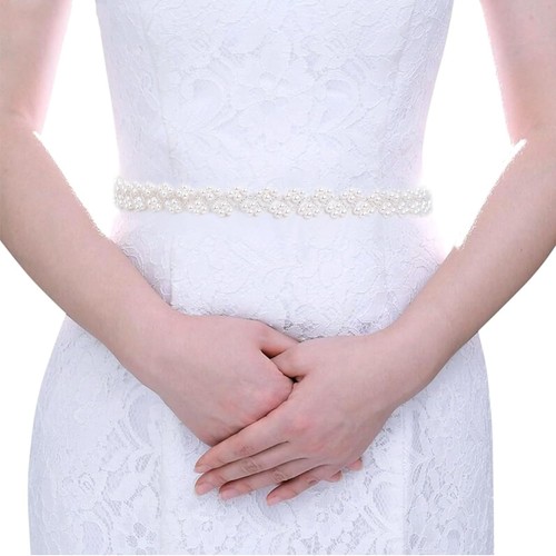 Pearl bridal belt white - belt,