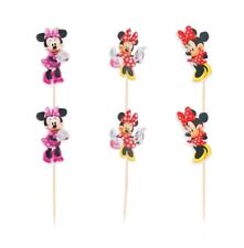 12 X Minnie Mouse Cake Picks Cupcake Toppers Flags Birthday Party Decorations