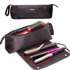 2 In 1 Hair Tools Travel Bag with Heat-resistant Mat Curling Iron Travel Case