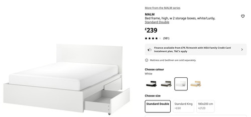 Ikea malm double bed - malm,