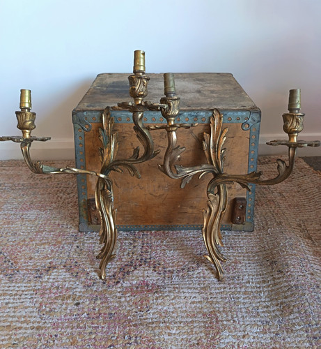Pair french ornate gilt bronze - french,