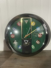 Vtg Wall Clock 1980s-90s Billiards Pool Table Balls Panclox Quartz Bar Man Cave