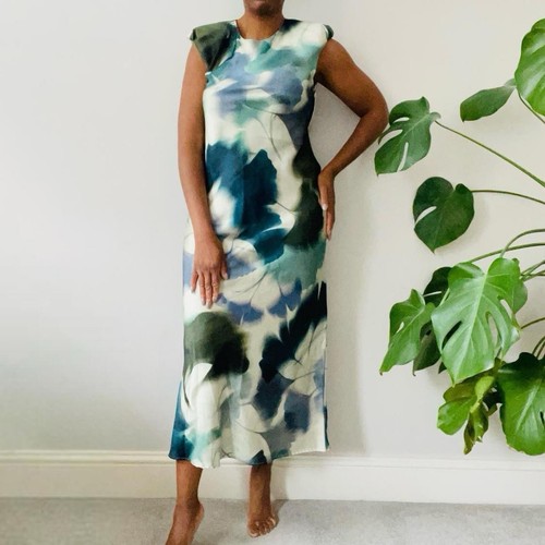Zara green printed satin midi - zara,