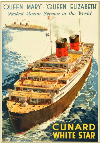 Vintage poster cunard white - cunard,