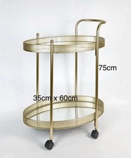Modern Design Vintage Style  Cocktail Bar Cart 2 Tier Silver Gin/Drink Trolley