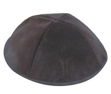 22 cm Black Velvet Plush 4 Panels Kipah Kippah Yarmulke With Bottom Rim