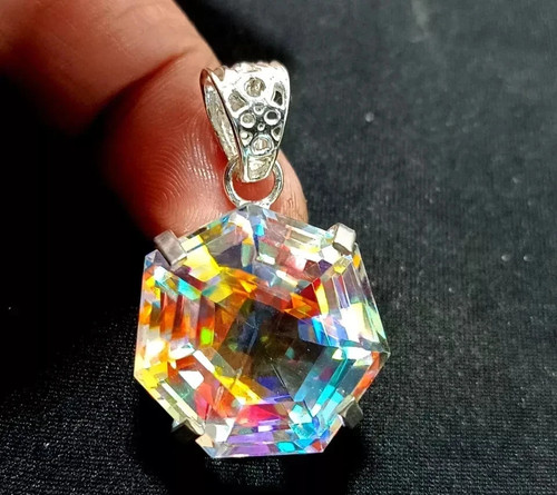Natural mystic topaz - mystic, hexagon