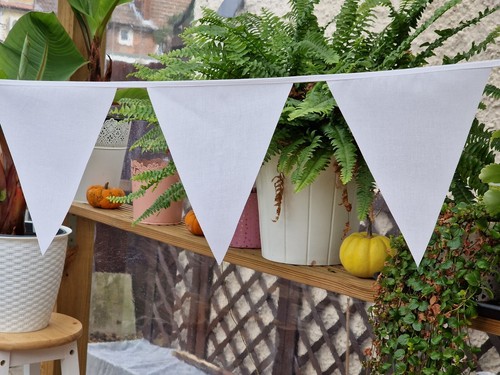 Plain white fabric bunting - plain,