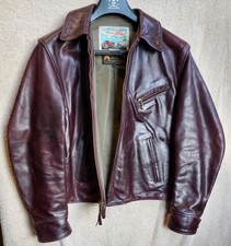 aero leather co cherry red 1/2 belt 1930s style  - jacket size 40