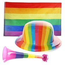 PRIDE FLAG, RAINBOW HAT +