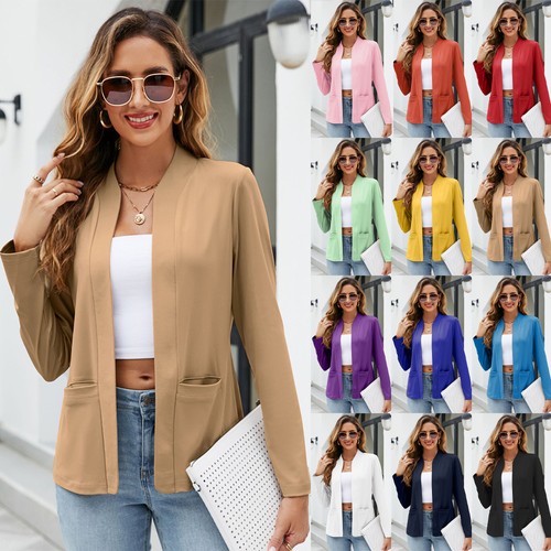 Ladies long sleeve open blazer - long,