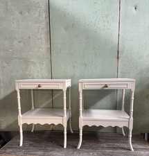 Pair Of Vintage Faux Bamboo Bedside Lamp Side Tables