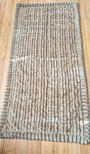 Beige plush faux fur sofa - beige,