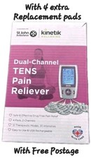Kinetik Wellbeing Dual-Channel TENS Pain Reliever Machine +4 pads BNIB-RRP £43