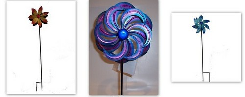 Metal windmill stakes blue - metal,