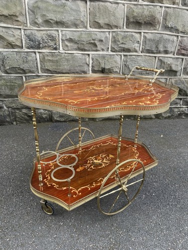 Vintage inlaid drinks trolley - vintage,
