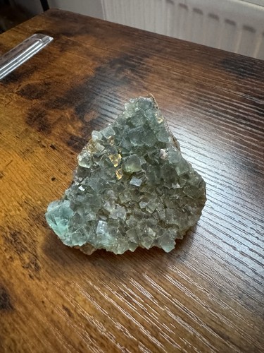 Green fluorite crystal cluster - green,