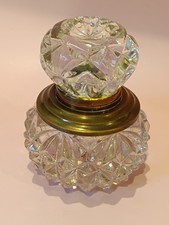 Large Heavy Cut Glass & Brass