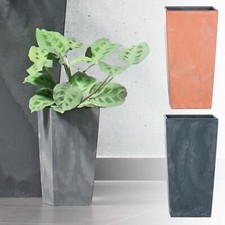 Square Tall Concrete Effect Flower Plant Pot Indoor Outdoor Garden Patio Planter