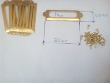 10 x Brass Cabinet Drawers Label Pull File Name Card Tag Holders + Screws