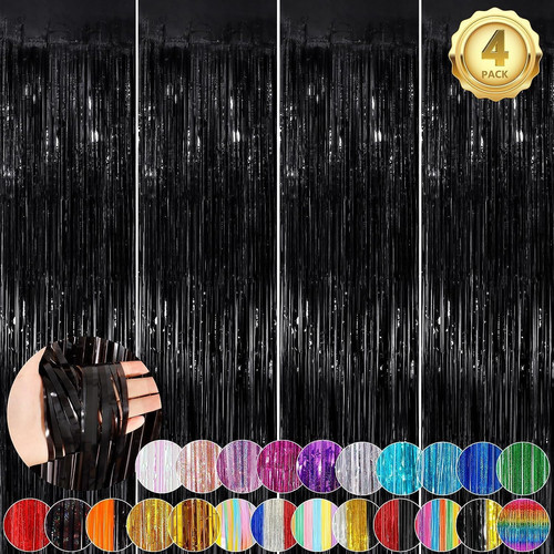 4pack black party decorations - black,