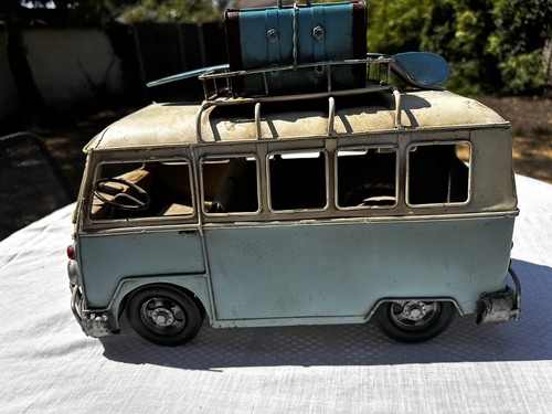 Vintage style metal camper van - vintage,
