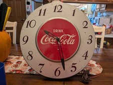 Vintage 1950s Coca Cola Coke General Electric GE Metal Wall Clock Model-608 