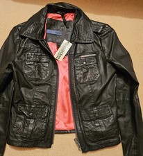 Superdry Black Leather Jacket Size Large.  New With Tags  