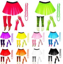 Neon UV Tutu Set Skirt Gloves