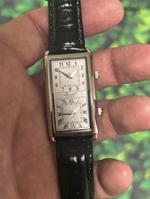 💙 NOS MINT Large Neo Vintage 1990s Osirock DUEL TIME Curvex Quartz Tank Watch