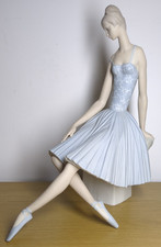Lladro Matte Ballerina Figurine Statue Waiting Backstage ~14" Tall