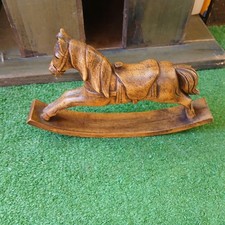 VTG WOODEN ROCKING HORSE MARKED (GH 83) 9.5"x6" DECOR DISPLAY 