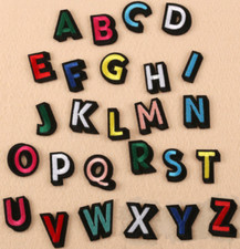 Multicolor Letter Patch Patches Iron / Sew on Alphabet Embroidered Clothe Letter