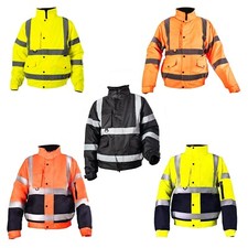 Hi Vis Viz  Bomber Jacket Waterproof 2 Tone Safety Workwear High Visibility Coat