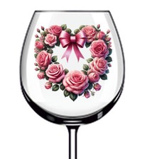 12x Watercolor Pink Valentine's Day Rose Vinyl Sticker Decal Wine Glass Bottle