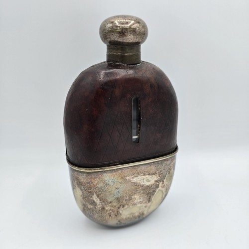 Vintage leather hip flask - vintage,