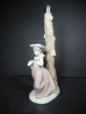 Vintage Nao Girl With Flower Basket Porcelain Table Lamp Needs Bulb Holder