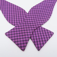 Ted Baker Bow Tie Silk Purple Black Check 2.25" Wide Self Tie USA