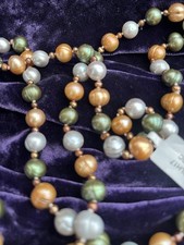 South Sea Cultured Pearl Necklace In Olive, Gold And White Pearlescent
