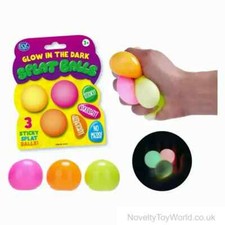 Glow In The Dark Neon Sticky Squishy Stretchy Splat Balls ADHD Sensory Toy