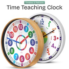 Kid Time Teaching Wall Clock Silent Quartz Movement Classroom Bedroom Home Decor