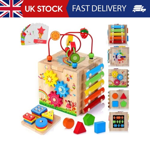 Wooden activity cube baby - activity,