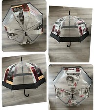 London Icons Clear Dome See Through Transparent Auto Open Brolly Umbrella