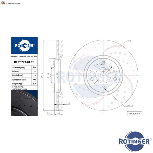 Brake disc 20273 gl t5 - 2x, 20273-gl