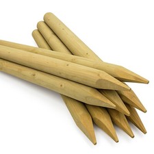 Round Wooden Fence Posts HC4 Pressure Treated Pointed Wood Garden Stakes