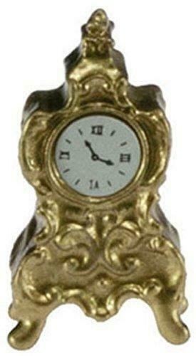 Dolls house gold mantle clock - dolls,