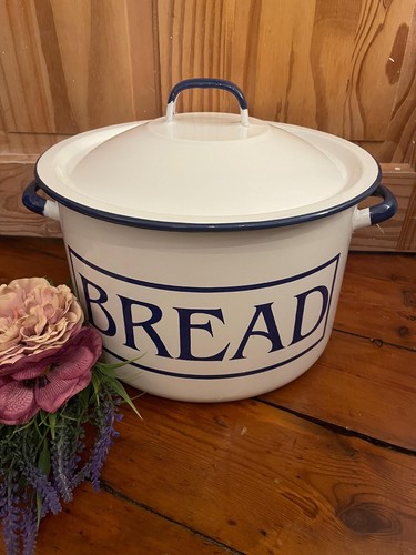 Vintage large enamel - bread, bin