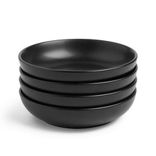 VonShef 4 Piece Matte Black Bowl Set – Ceramic Bowls for Pasta, Cereal, Soup